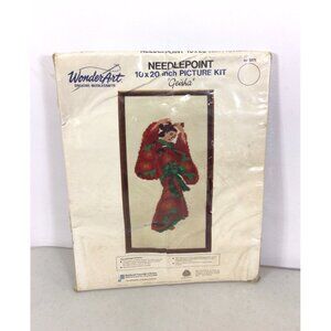 WonderArt Vintage Geisha Needlepoint Picture Kit Wool Yarn New